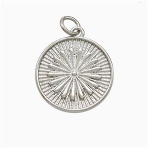 Copper Sun Pendant Platinum Plated, approx 17mm