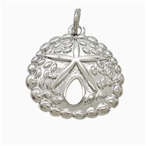 Copper Conch Shell Starfish Pendant Platinum Plated, approx 17-18.5mm