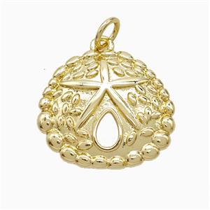 Copper Conch Shell Starfish Pendant Gold Plated, approx 17-18.5mm