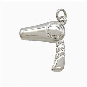 Copper Hairdriver Pendant Platinum Plated, approx 17mm