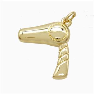 Copper Hairdriver Pendant Gold Plated, approx 17mm