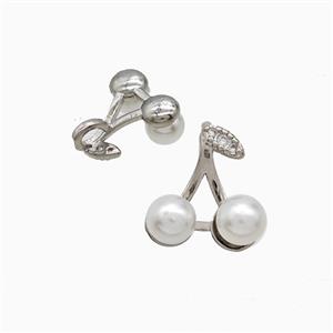 Copper Cherry Pendant Pave Resin Platinum Plated, approx 11-13mm