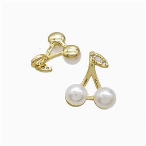 Copper Cherry Pendant Pave Resin Gold Plated, approx 11-13mm