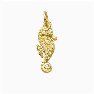 Copper Seahorse Pendant Pave Zirconia Gold Plated, approx 7-15mm
