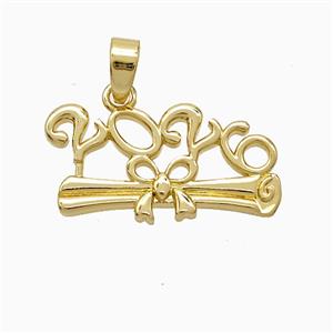 Class Of 2026 Graduation Diploma Pendant Copper Gold Plated, approx 10-21mm