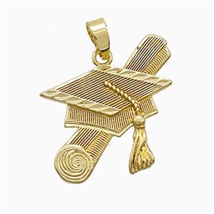 Copper Graduation Cap Pendant Gold Plated, approx 20-26mm