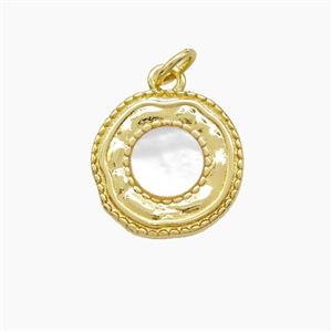 Copper Sun Pendant Pave Shell Gold Plated, approx 15mm