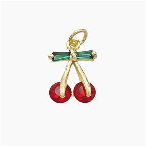 Copper Cherry Pendant Pave Zirconia Gold Plated, approx 10-12mm