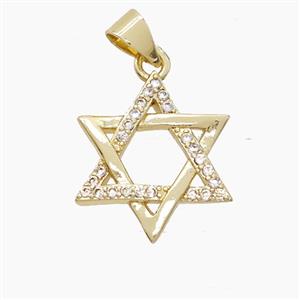 Copper DavidStar Pendant Pave Zirconia Gold Plated, approx 17mm