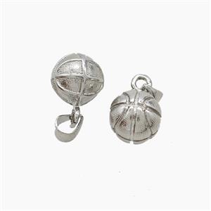 Copper Basketball Pendant Sports Platinum Plated, approx 9.5mm