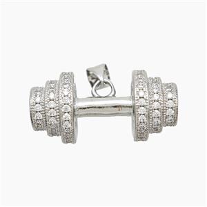 Copper Barbell Pendant Pave Zirconia Sports Platinum Plated, approx 13-25mm