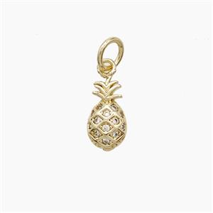 Copper Pineapple Pendant Pave Zirconia Gold Plated, approx 5-10mm