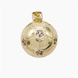 Copper Football Pendant Pave Zirconia Gold Plated, approx 14mm