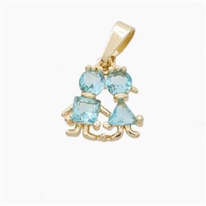 Copper Kids Pendant Pave Crystal Glass Gold Plated, approx 12mm