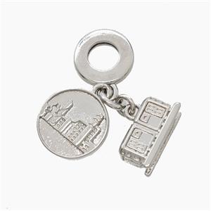 Copper House Pendant Platinum Plated, approx 6-12mm, 10mm dia