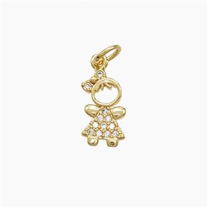 Copper Kids Girls Pendant Pave Zirconia 18K Gold Plated, approx 7-13mm