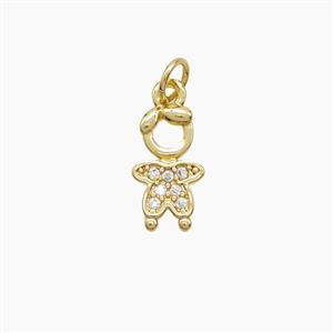 Copper Kids Boy Pendant Pave Zirconia 18K Gold Plated, approx 7.5-13mm