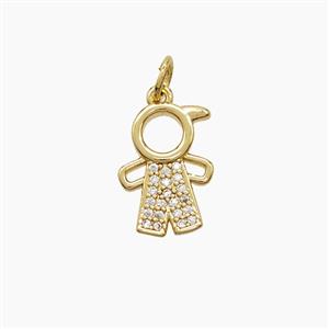 Copper Kids Girls Pendant Pave Zirconia 18K Gold Plated, approx 10-14mm
