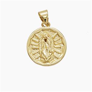 Copper Jesus Pendant 18K Gold Plated, approx 15mm