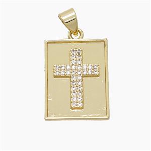 Copper Cross Pendant Pave Zirconia 18K Gold Plated, approx 14-18mm
