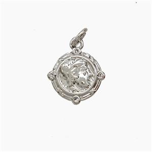 Copper Human Pendant Pave Zirconia Platinum Plated, approx 10.5mm