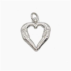 Copper Heart Pendant Platinum Plated, approx 11.5mm