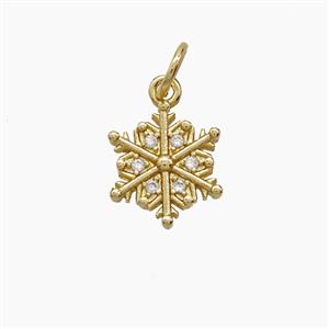 Copper Snowflake Pendant Pave Zirconia Gold Plated, approx 10mm