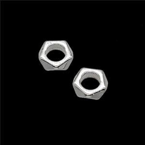 Copper Heishi Beads Faceted Shiny Silver, approx 6mm