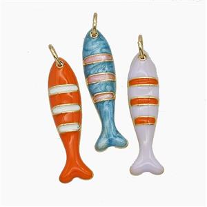 Copper Fish Pendant Enamel Gold Plated Mixed, approx 6-24mm