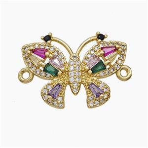 Copper Butterfly Connector Pave Zirconia 18K Gold Plated, approx 15-21mm
