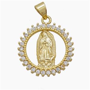 Copper Jesus Pendant Pave Zirconia 18K Gold Plated, approx 20mm