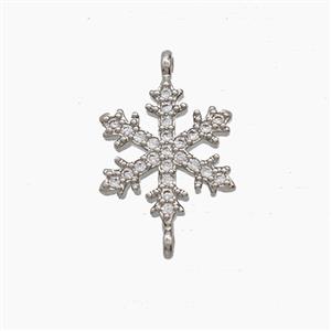 Copper Snowflake Connector Pave Zirconia Platinum Plated, approx 13mm