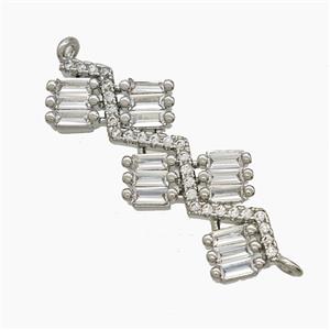 Copper Leaf Connector Pave Zirconia Platinum Plated, approx 11-30mm