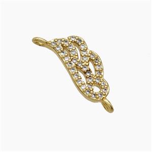 Copper Leaf Connector Pave Zirconia 18K Gold Plated, approx 6-14mm