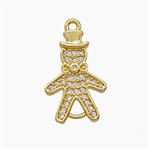 Copper Kids Boy Pendant Pave Zirconia 18K Gold Plated, approx 11-17mm
