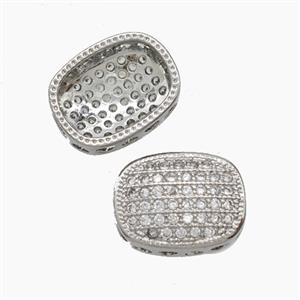 Copper Oval Beads Pave Zirconia Platinum Plated, approx 10-13mm