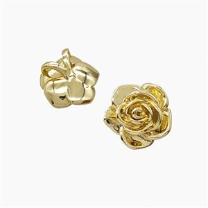 Copper Rose Flower Pendant Gold Plated, approx 10mm