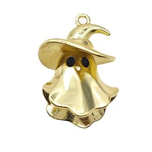 Halloween Ghost Charms Copper Pendant Gold Plated, approx 14-20mm