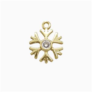 Copper Snowflake Pendant Pave Zirconia Gold Plated, approx 11mm