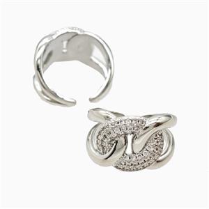 Copper Ring Pave Zirconia Platinum Plated, approx 14mm, 18mm dia