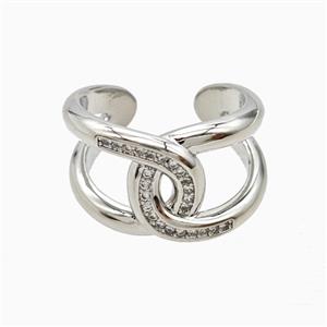 Copper Rings Pave Zirconia Platinum Plated, approx 14mm, 18mm dia