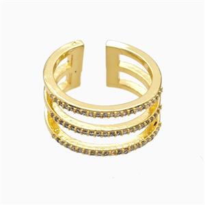 Copper Rings Pave Zirconia 18K Gold Plated, approx 11mm, 18mm dia