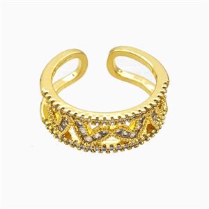 Copper Rings Pave Zirconia 18K Gold Plated, approx 8mm, 18mm dia