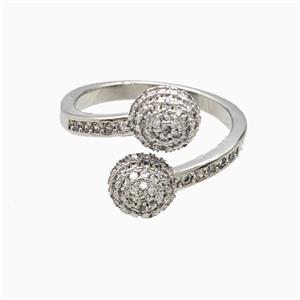 Copper Rings Pave Zirconia Platinum Plated, approx 8mm, 18mm dia