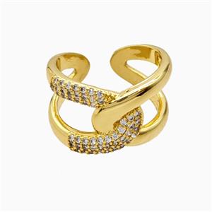 Copper Rings Pave Zirconia 18K Gold Plated, approx 14mm, 18mm dia