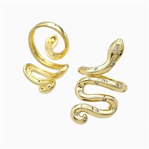 Copper Snake Rings Pave Zirconia 18K Gold Plated, approx 18-33mm, 18mm dia