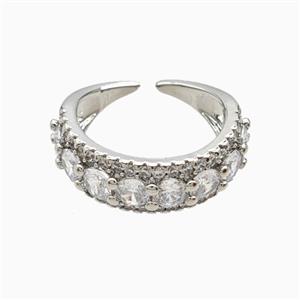 Copper Rings Pave Zirconia Platinum Plated, approx 7.5mm, 18mm dia