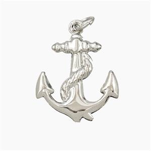 Copper Anchor Pendant Platinum Plated, approx 20-21mm