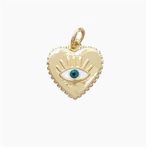 Copper Heart Eye Pendant Enamel Gold Plated, approx 13mm