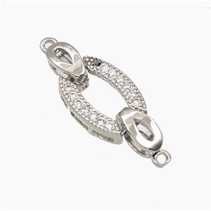 Copper Clasp Pave Zirconia Platinum Plated, approx 10-23mm